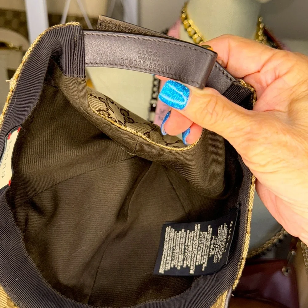 GUCCI Original GG Supreme Sherry Line Canvas Baseball Cap Beige. Authent… - Picture 9 of 12